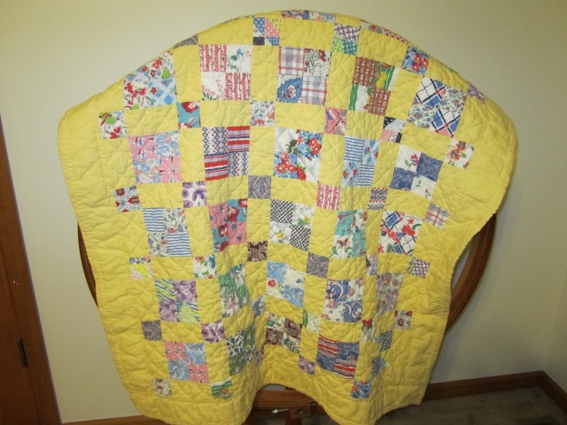 Completed Lap Size Vintage Feed Sack Quilt